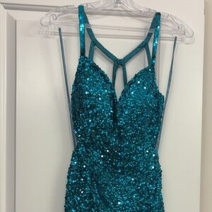 Stella Couture Sequin Teal Dress